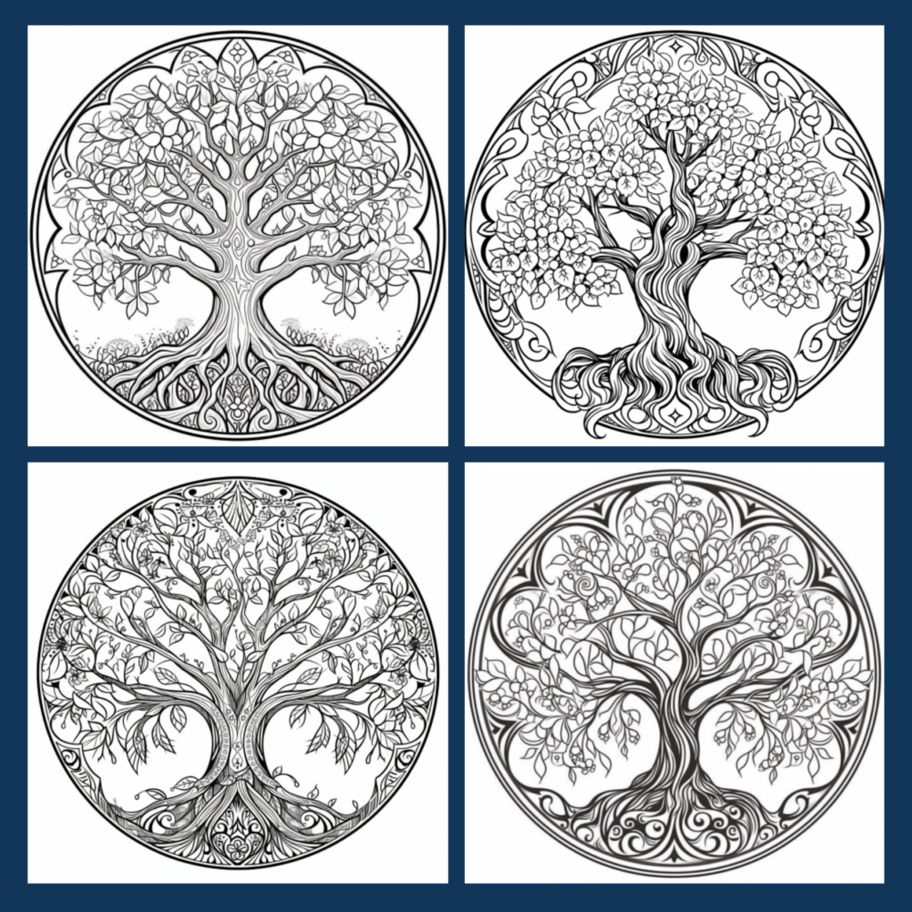 Trees Mandala Coloring page